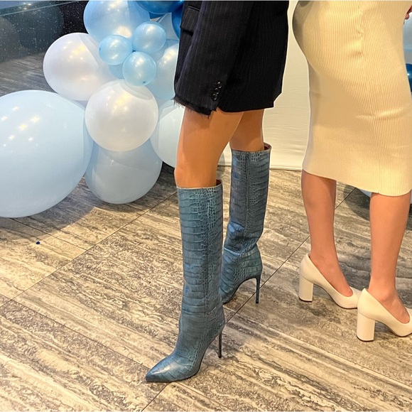 Paris Texas Moroccan Blue Knee Croc Leather Boot - Picture 1 of 13
